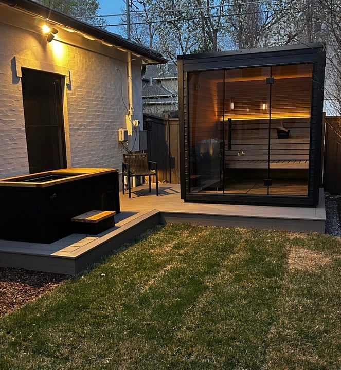 Cedar Cabin Sauna - 4 Person Outdoor Square Traditional Sauna Spa Room for Stress Relief