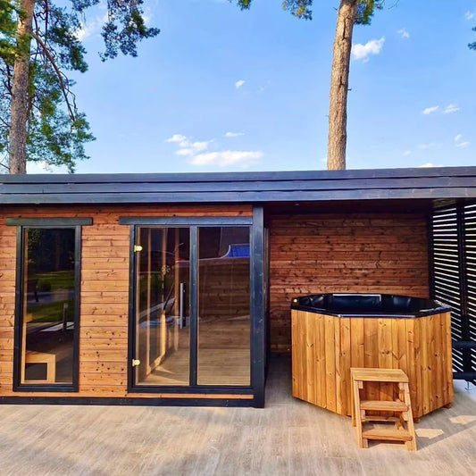 Ewinsun Luxury 2-Person Outdoor Steam Sauna Room Modern Design Bath Shower for Villas Electric Heating Pine Solid Traditional