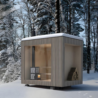Red Cedar Wood for 4-6 People Outdoor Sauna Room