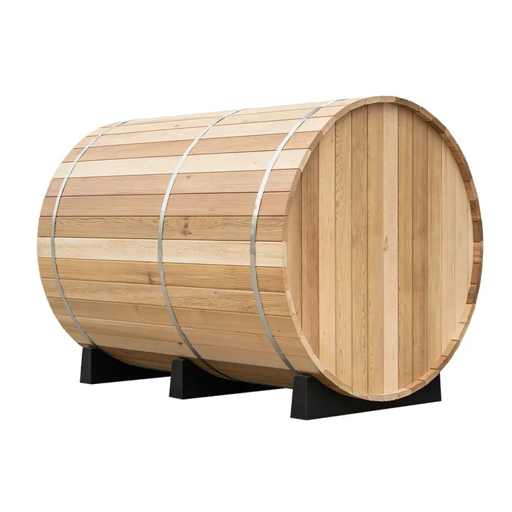 Wholesale Price Custom 6 Person Outdoor Barrel Sauna Red Cedar Wooden Barrel Sauna Room With Harvia Stove
