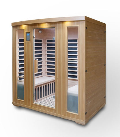 Yuandian 2025 Canadian Red Cedar 4-Person Far Infrared Sauna Steam Bath Box