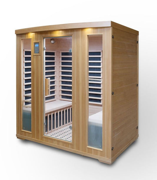 Yuandian 2025 Canadian Red Cedar 4-Person Far Infrared Sauna Steam Bath Box
