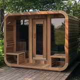 Traditional 6-Person Outdoor Sauna Room 6kW Stove Red Cedar Square Sauna House Far Infrared Steamer Includes Control Panel