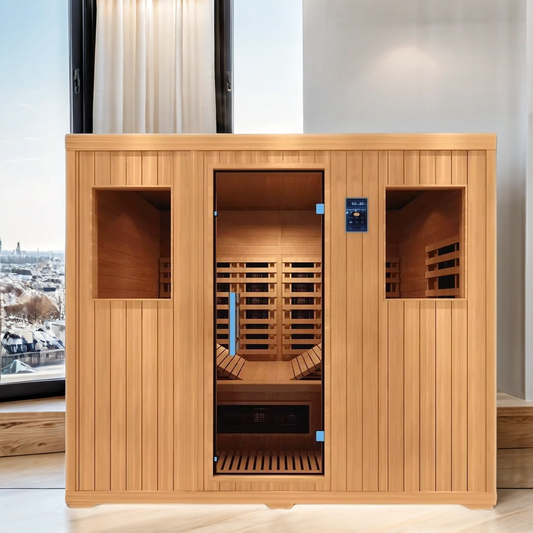 SaunasEnvy 3-4 People V-Health Infrared Sauna Room – Folding Seat Edition