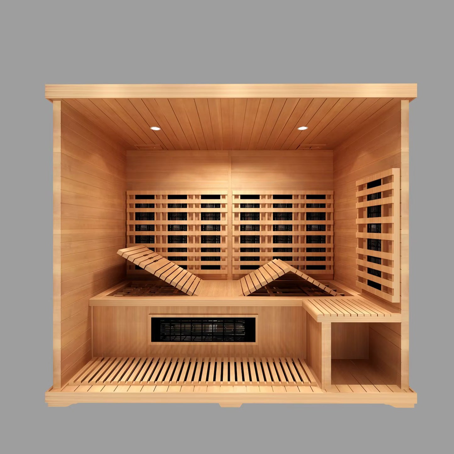 SaunasEnvy 3-4 People V-Health Infrared Sauna Room – Folding Seat Edition