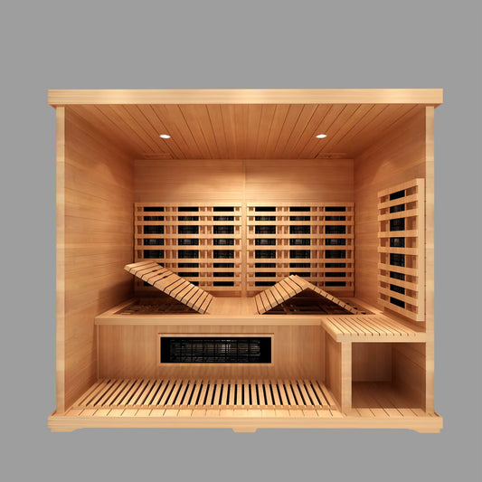 SaunasEnvy 3-4 People V-Health Infrared Sauna Room – Folding Seat Edition