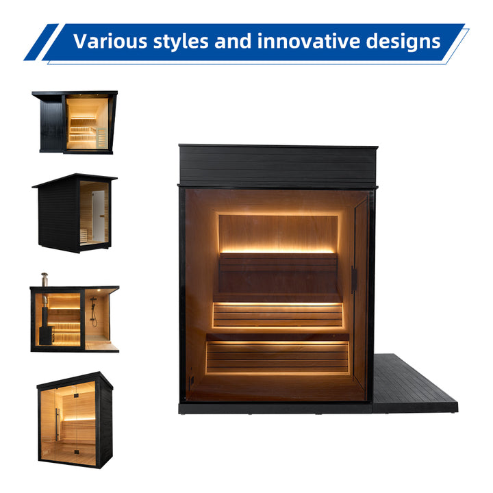 6 Person Outdoor Sauna Wood Cube Canada Red Cedar Wood Sauna Room Outdoor Garden Square Sauna Room