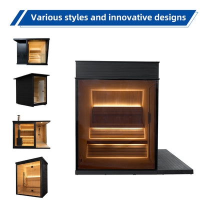 6 Person Outdoor Sauna Wood Cube Canada Red Cedar Wood Sauna Room Outdoor Garden Square Sauna Room