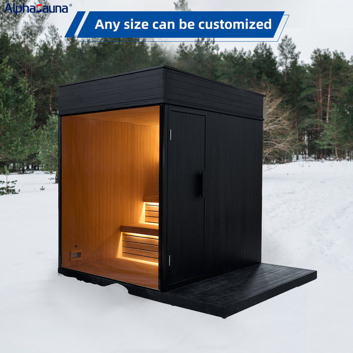 6 Person Outdoor Sauna Wood Cube Canada Red Cedar Wood Sauna Room Outdoor Garden Square Sauna Room